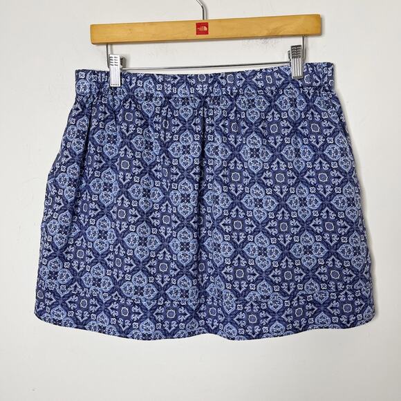 J. Crew Women's Mini Skirt Size M Blue Geometric Print 100% Cotton 37577 Pull On - Picture 6 of 9